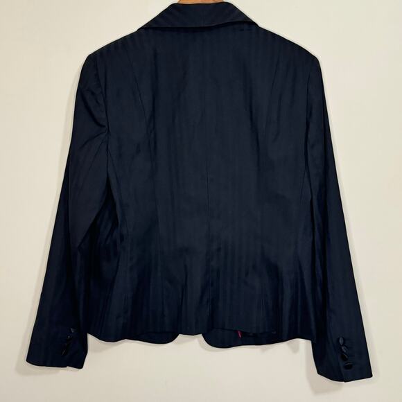 NWT Worthington Blazer Women's 16 Fits Like a 12 Black Stripe Suit Jacket Career - Picture 1 of 8
